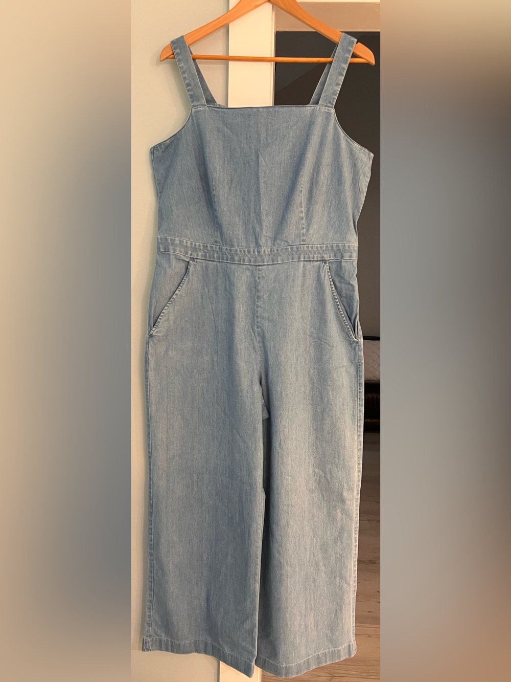 LOFT Light Blue Denim Jumpsuit Wide-Leg size L